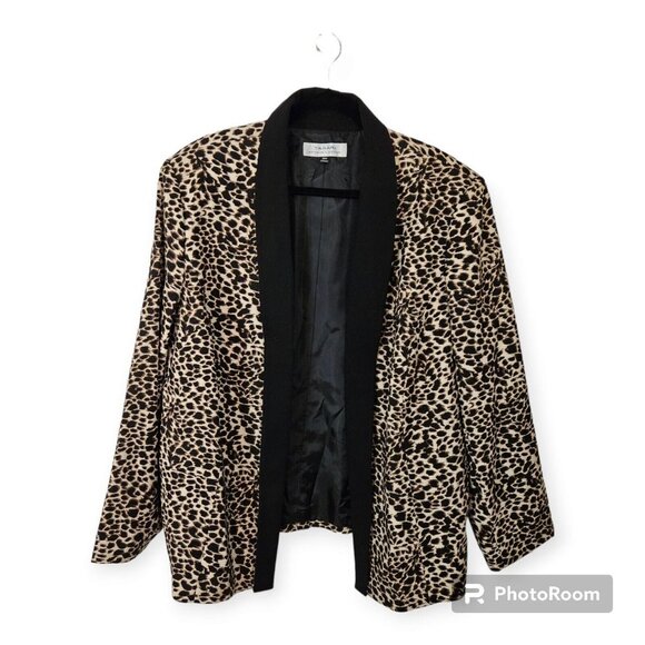 Tahari ASL Jackets & Blazers - Tahari Arthur S Levine Plus Size Animal Print Open Tuxedo Lined Blazer Size 22
